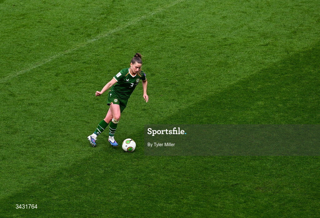 18 April 2026; Chloe Mustaki of Republic of Ireland during the 2027 FIFA Women’s World Cup Qualifier match between Republic of Ireland and Poland at the Aviva Stadium in Dublin. Photo by Tyler Miller/Sportsfile