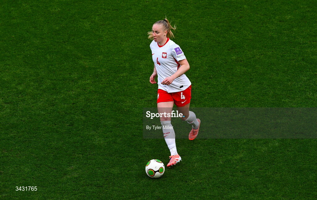 18 April 2026; Paulina Dudek of Poland during the 2027 FIFA Women’s World Cup Qualifier match between Republic of Ireland and Poland at the Aviva Stadium in Dublin. Photo by Tyler Miller/Sportsfile