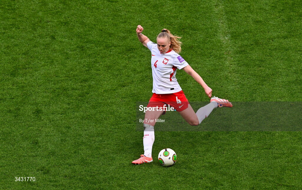 18 April 2026; Paulina Dudek of Poland during the 2027 FIFA Women’s World Cup Qualifier match between Republic of Ireland and Poland at the Aviva Stadium in Dublin. Photo by Tyler Miller/Sportsfile
