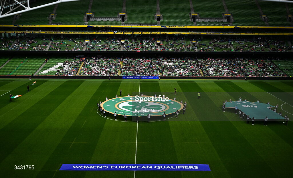 18 April 2026; A general view before the 2027 FIFA Women’s World Cup Qualifier match between Republic of Ireland and Poland at the Aviva Stadium in Dublin. Photo by Tyler Miller/Sportsfile