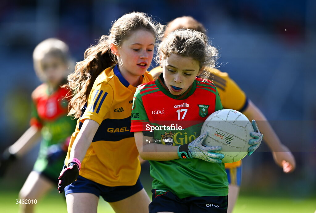 19 April 2026; Action from the 2026 LGFA Under 10 Go Games Festival Day at Croke Park in Dublin. Photo by Tyler Miller/Sportsfile
