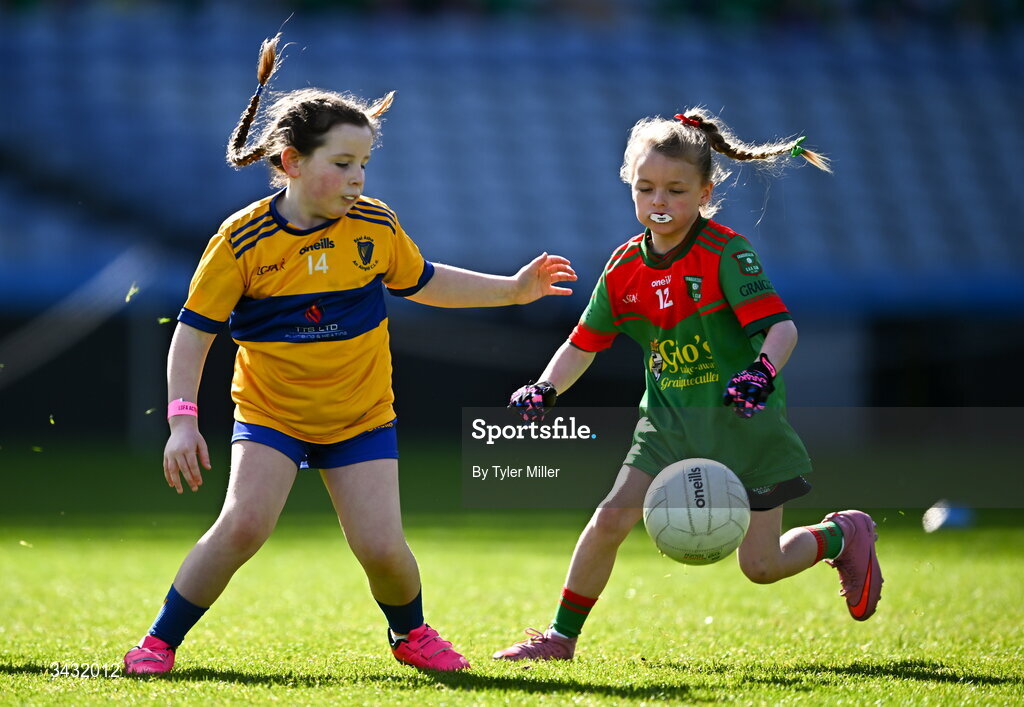 19 April 2026; Action from the 2026 LGFA Under 10 Go Games Festival Day at Croke Park in Dublin. Photo by Tyler Miller/Sportsfile
