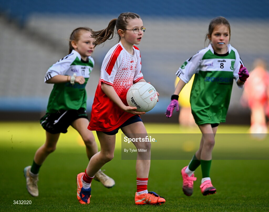 19 April 2026; Action from the 2026 LGFA Under 10 Go Games Festival Day at Croke Park in Dublin. Photo by Tyler Miller/Sportsfile
