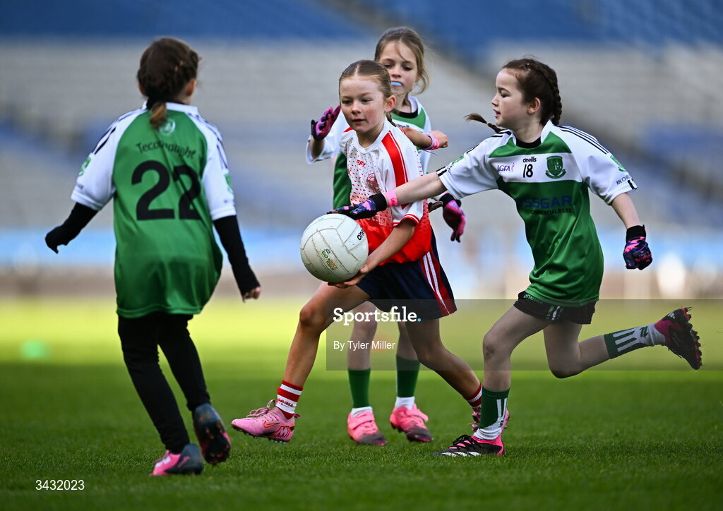 19 April 2026; Action from the 2026 LGFA Under 10 Go Games Festival Day at Croke Park in Dublin. Photo by Tyler Miller/Sportsfile