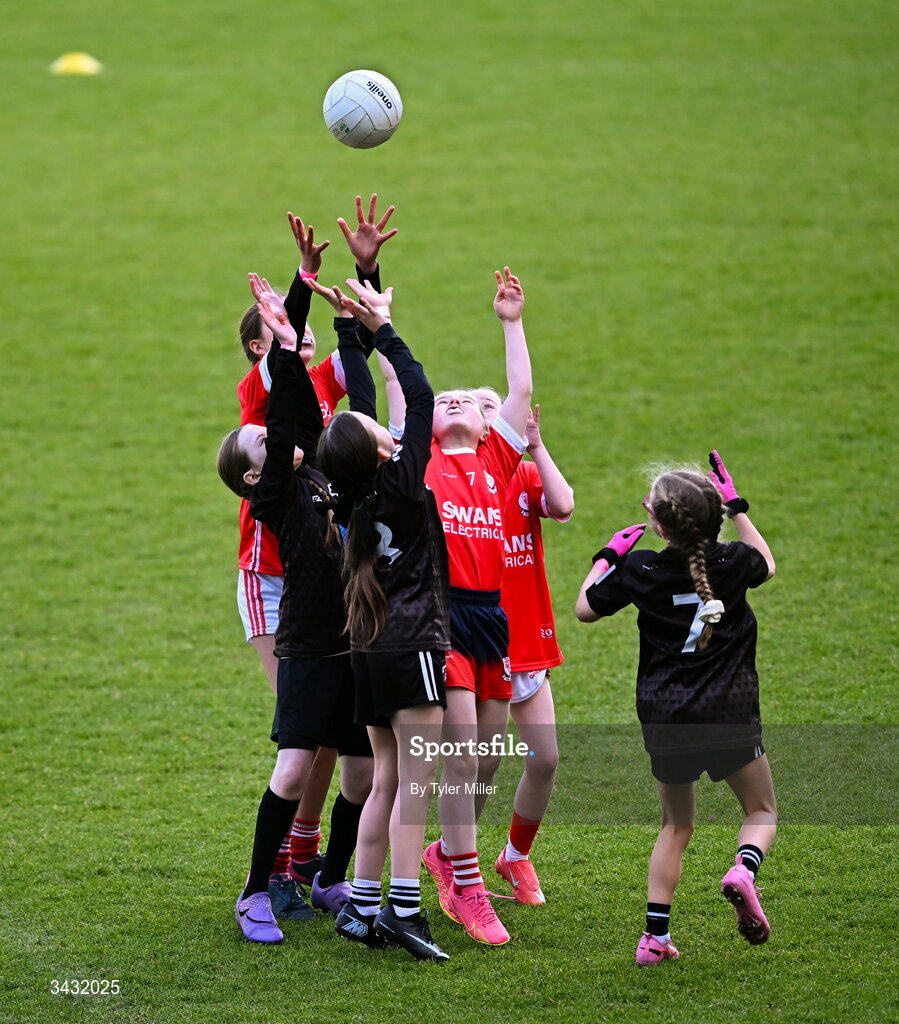 19 April 2026; Action from the 2026 LGFA Under 10 Go Games Festival Day at Croke Park in Dublin. Photo by Tyler Miller/Sportsfile