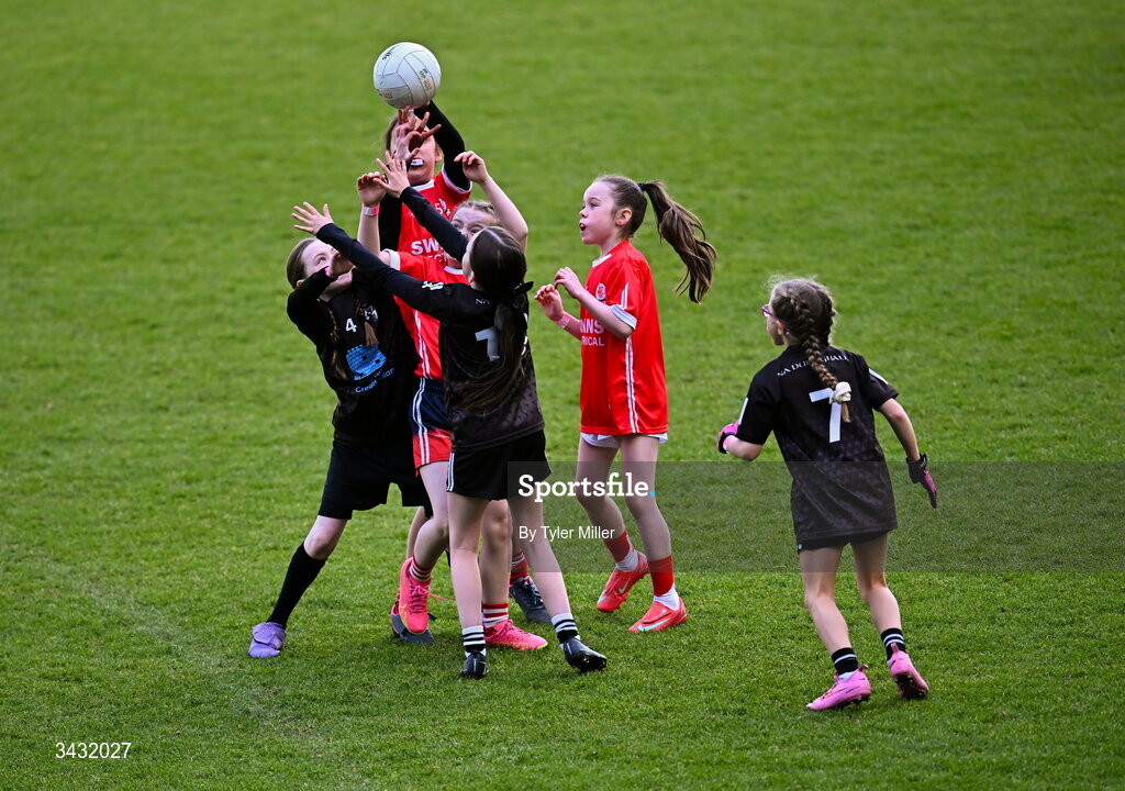19 April 2026; Action from the 2026 LGFA Under 10 Go Games Festival Day at Croke Park in Dublin. Photo by Tyler Miller/Sportsfile