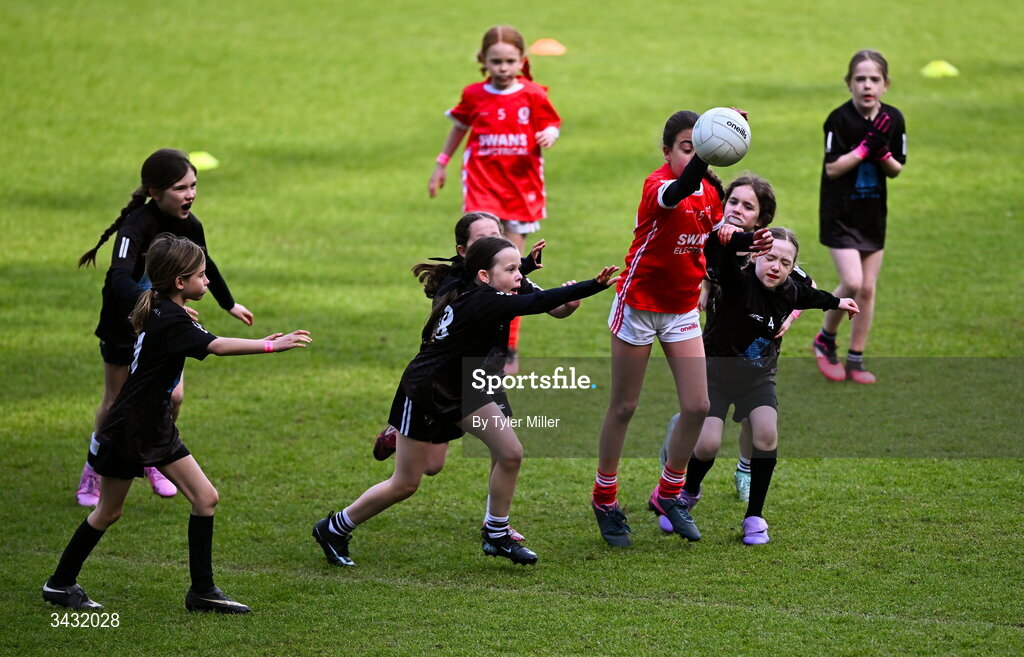 19 April 2026; Action from the 2026 LGFA Under 10 Go Games Festival Day at Croke Park in Dublin. Photo by Tyler Miller/Sportsfile