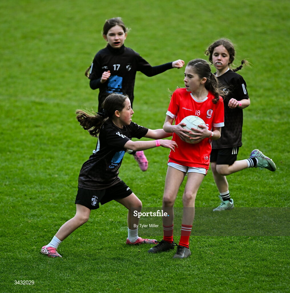 19 April 2026; Action from the 2026 LGFA Under 10 Go Games Festival Day at Croke Park in Dublin. Photo by Tyler Miller/Sportsfile