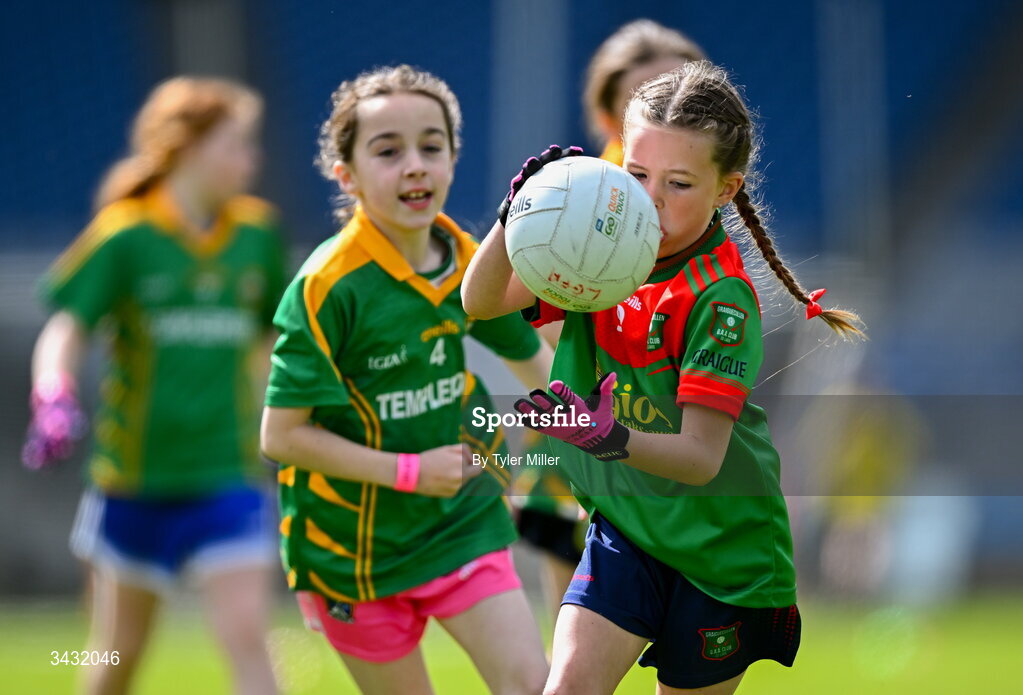 19 April 2026; Action from the 2026 LGFA Under 10 Go Games Festival Day at Croke Park in Dublin. Photo by Tyler Miller/Sportsfile