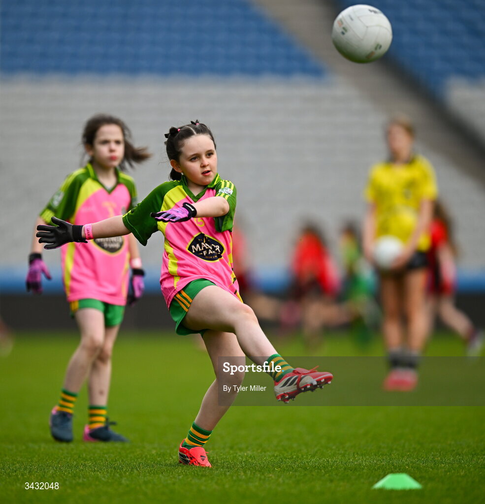 19 April 2026; Action from the 2026 LGFA Under 10 Go Games Festival Day at Croke Park in Dublin. Photo by Tyler Miller/Sportsfile