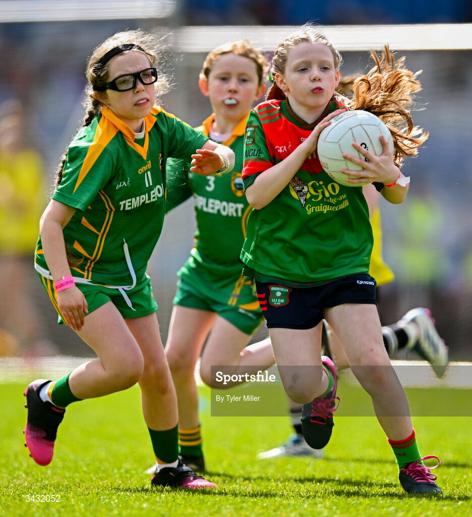19 April 2026; Action from the 2026 LGFA Under 10 Go Games Festival Day at Croke Park in Dublin. Photo by Tyler Miller/Sportsfile