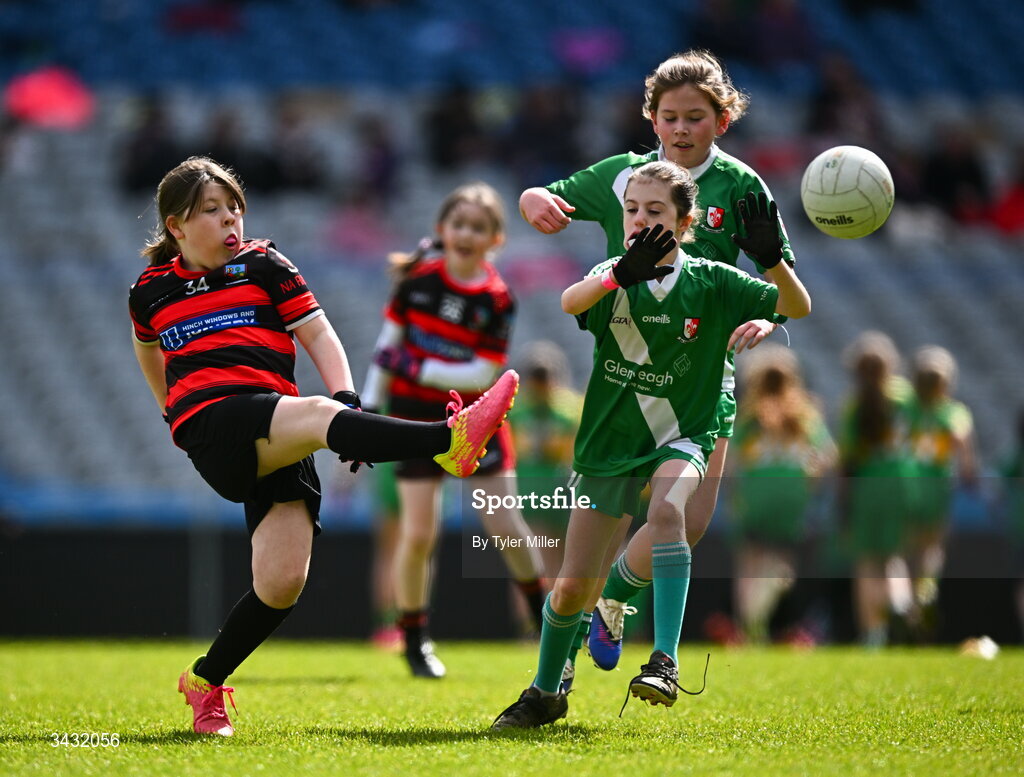 19 April 2026; Action from the 2026 LGFA Under 10 Go Games Festival Day at Croke Park in Dublin. Photo by Tyler Miller/Sportsfile