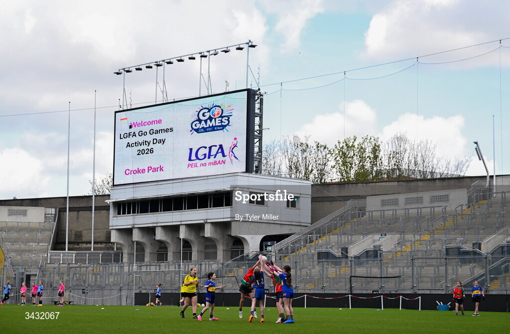 19 April 2026; A general view from the 2026 LGFA Under 10 Go Games Festival Day at Croke Park in Dublin. Photo by Tyler Miller/Sportsfile