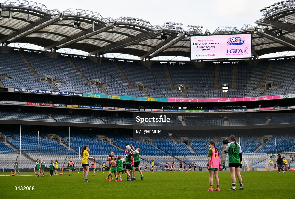 19 April 2026; A general view from the 2026 LGFA Under 10 Go Games Festival Day at Croke Park in Dublin. Photo by Tyler Miller/Sportsfile