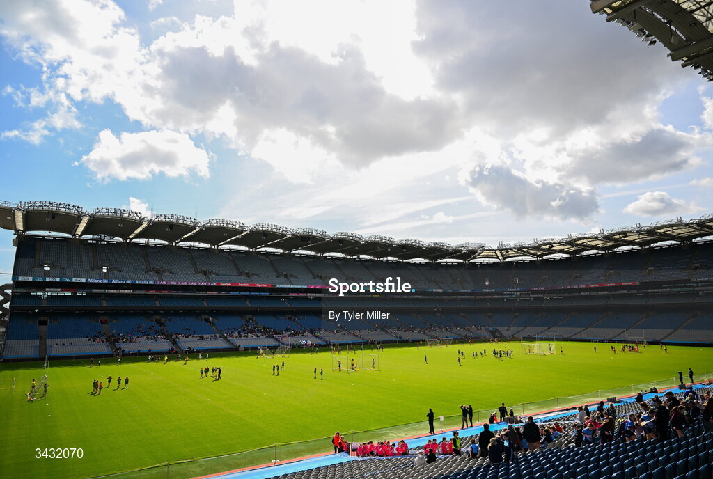19 April 2026; A general view from the 2026 LGFA Under 10 Go Games Festival Day at Croke Park in Dublin. Photo by Tyler Miller/Sportsfile