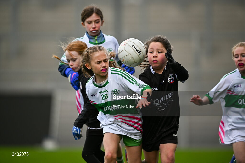19 April 2026; Action from the 2026 LGFA Under 10 Go Games Festival Day at Croke Park in Dublin. Photo by Tyler Miller/Sportsfile