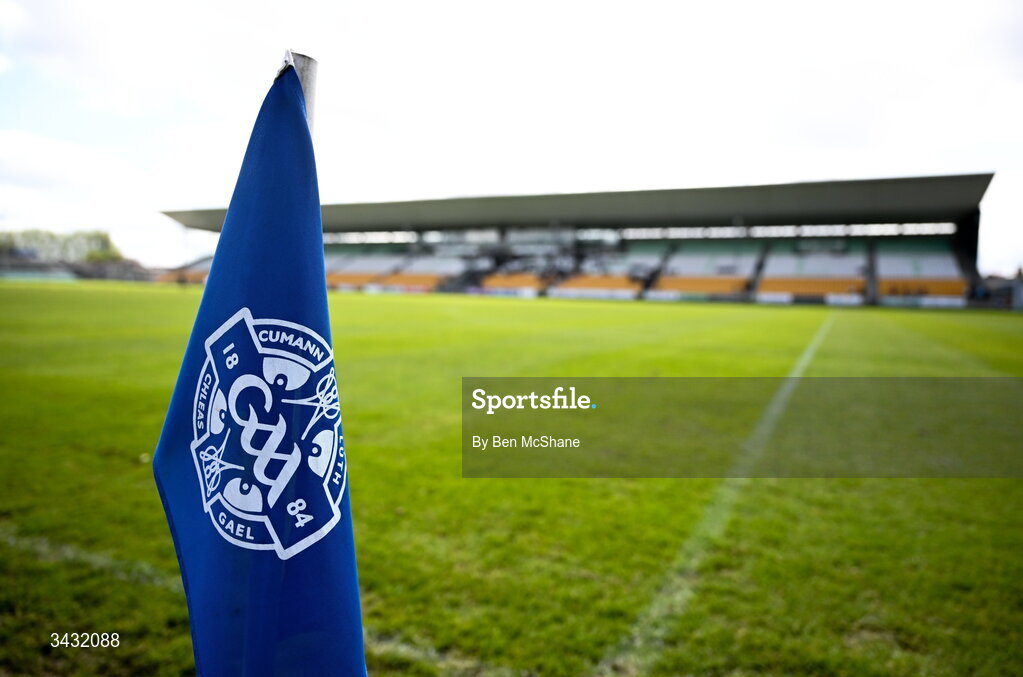 19 April 2026; A sideline flag is seen pitchside before the Leinster GAA Football Senior Championship quarter-final match between Meath and Westmeath at Glenisk O'Connor Park in Tullamore, Offaly. Photo by Ben McShane/Sportsfile