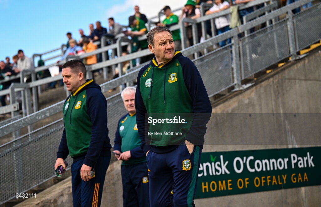 19 April 2026; Meath manager Robbie Brennan before the Leinster GAA Football Senior Championship quarter-final match between Meath and Westmeath at Glenisk O'Connor Park in Tullamore, Offaly. Photo by Ben McShane/Sportsfile