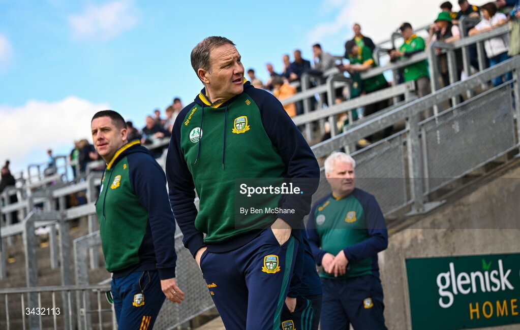 19 April 2026; Meath manager Robbie Brennan before the Leinster GAA Football Senior Championship quarter-final match between Meath and Westmeath at Glenisk O'Connor Park in Tullamore, Offaly. Photo by Ben McShane/Sportsfile