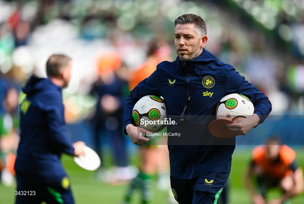 18 April 2026; Republic of Ireland assistant coach Gary Cronin before the 2027 FIFA Women’s World Cup Qualifier match between Republic of Ireland and Poland at the Aviva Stadium in Dublin. Photo by Stephen McCarthy/Sportsfile