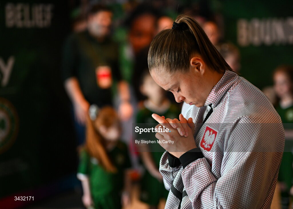 18 April 2026; Ewa Pajor of Poland before the 2027 FIFA Women’s World Cup Qualifier match between Republic of Ireland and Poland at the Aviva Stadium in Dublin. Photo by Stephen McCarthy/Sportsfile