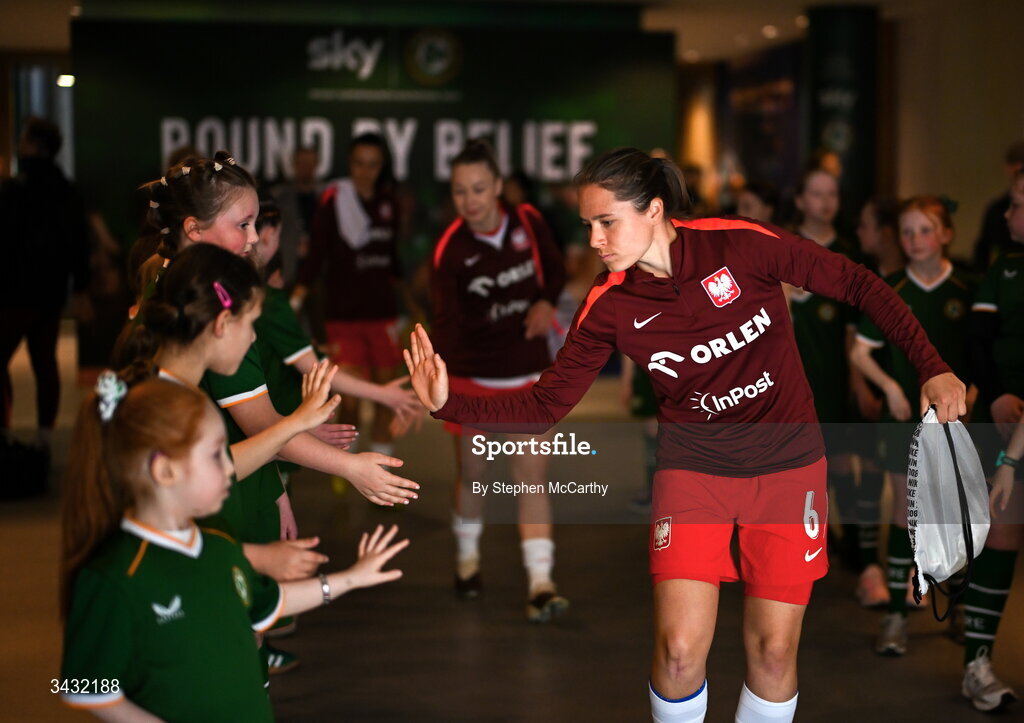 18 April 2026; Aleksandra Zaremba of Poland before the 2027 FIFA Women’s World Cup Qualifier match between Republic of Ireland and Poland at the Aviva Stadium in Dublin. Photo by Stephen McCarthy/Sportsfile