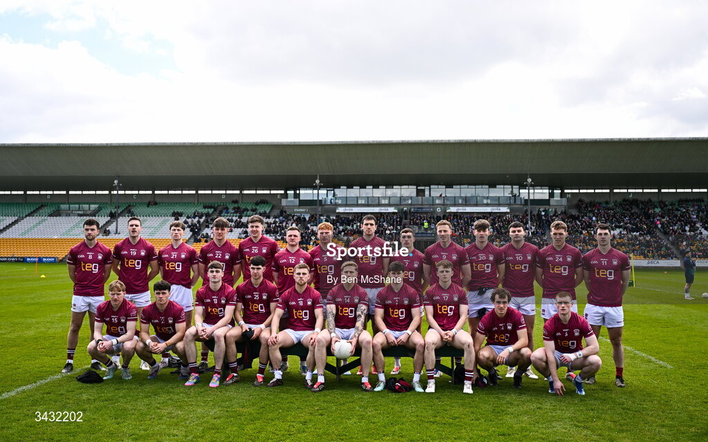 19 April 2026; The Westmeath team before the Leinster GAA Football Senior Championship quarter-final match between Meath and Westmeath at Glenisk O'Connor Park in Tullamore, Offaly. Photo by Ben McShane/Sportsfile