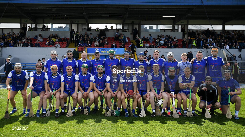 19 April 2026; The Waterford team pose for the team picture before the Munster GAA Senior Hurling Championship Round 1 match between Clare and Waterford at Zimmer Biomet Páirc Chíosóg in Ennis, Clare. Photo by John Sheridan/Sportsfile
