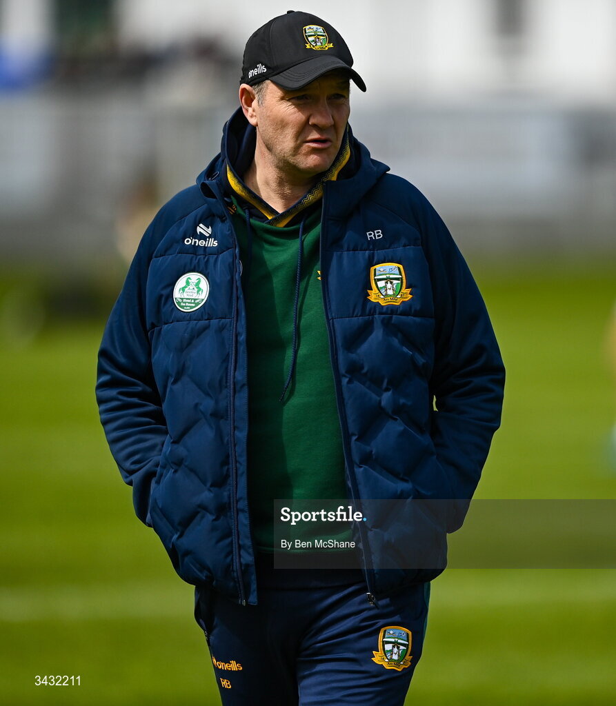 19 April 2026; Meath manager Robbie Brennan before the Leinster GAA Football Senior Championship quarter-final match between Meath and Westmeath at Glenisk O'Connor Park in Tullamore, Offaly. Photo by Ben McShane/Sportsfile