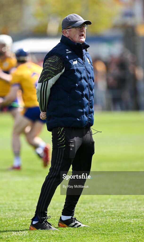 19 April 2026; Clare manager Brian Lohan before the Munster GAA Senior Hurling Championship Round 1 match between Clare and Waterford at Zimmer Biomet Páirc Chíosóg in Ennis, Clare. Photo by Ray McManus/Sportsfile
