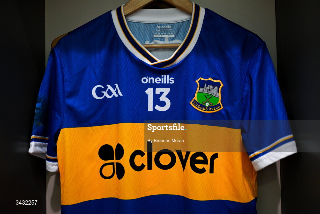 19 April 2026; The jersey of Stefan Tobin in the Tipperary dressingroom before the Munster GAA Senior Hurling Championship Round 1 match between Tipperary and Cork at FBD Semple Stadium in Thurles, Tipperary. Photo by Brendan Moran/Sportsfile