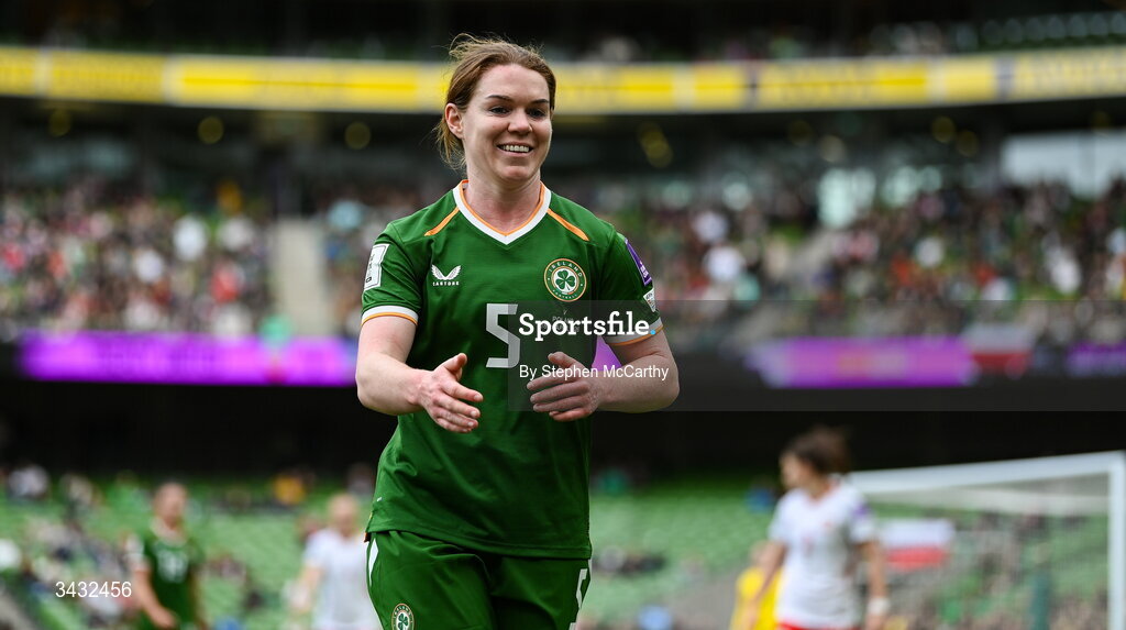 18 April 2026; Aoife Mannion of Republic of Ireland during the 2027 FIFA Women’s World Cup Qualifier match between Republic of Ireland and Poland at the Aviva Stadium in Dublin. Photo by Stephen McCarthy/Sportsfile