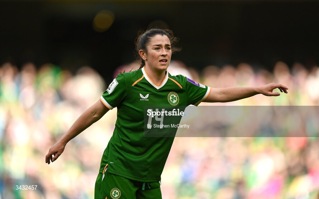 18 April 2026; Marissa Sheva of Republic of Ireland during the 2027 FIFA Women’s World Cup Qualifier match between Republic of Ireland and Poland at the Aviva Stadium in Dublin. Photo by Stephen McCarthy/Sportsfile