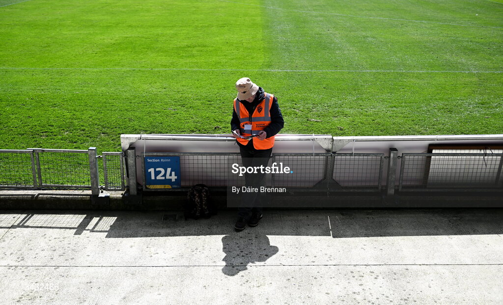 19 April 2026; Stadium steward Will Casey, from Castlelyons, Co Cork, ahead of the Munster GAA Senior Hurling Championship Round 1 match between Tipperary and Cork at FBD Semple Stadium in Thurles, Tipperary. Photo by Daire Brennan/Sportsfile