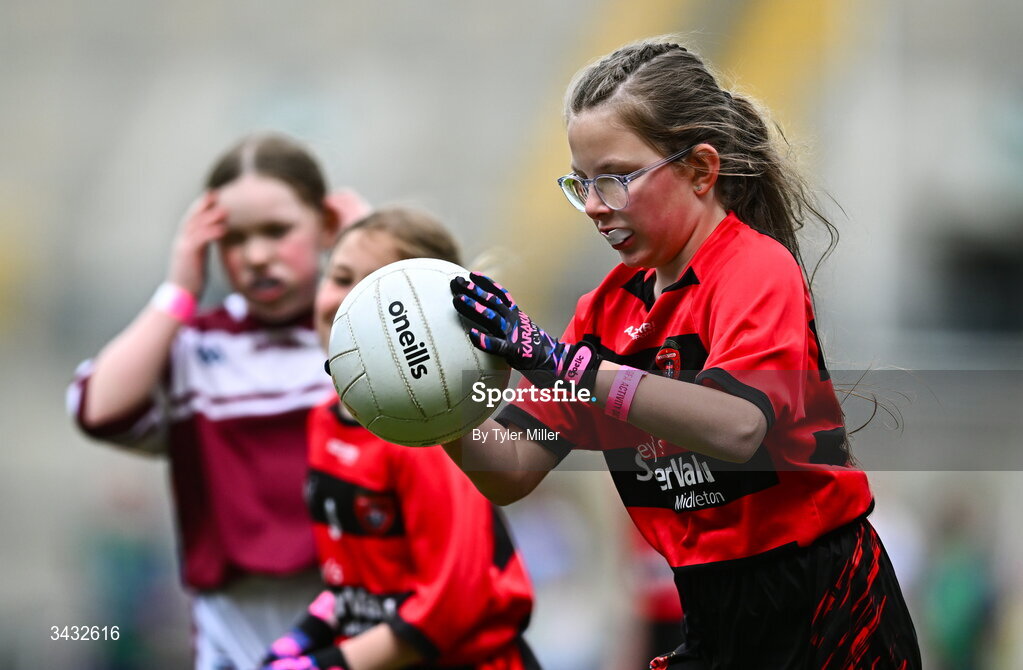 19 April 2026; Emily O'Sullivan of Cloyne, Cork, during the 2026 LGFA Under 10 Go Games Festival Day at Croke Park in Dublin. Photo by Tyler Miller/Sportsfile