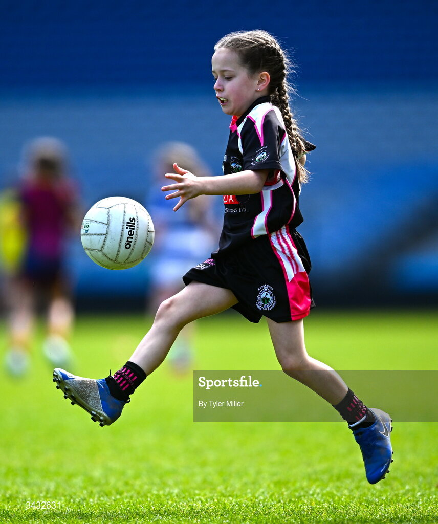19 April 2026; Eva Flavan of Knockainey, Limerick, during the 2026 LGFA Under 10 Go Games Festival Day at Croke Park in Dublin. Photo by Tyler Miller/Sportsfile