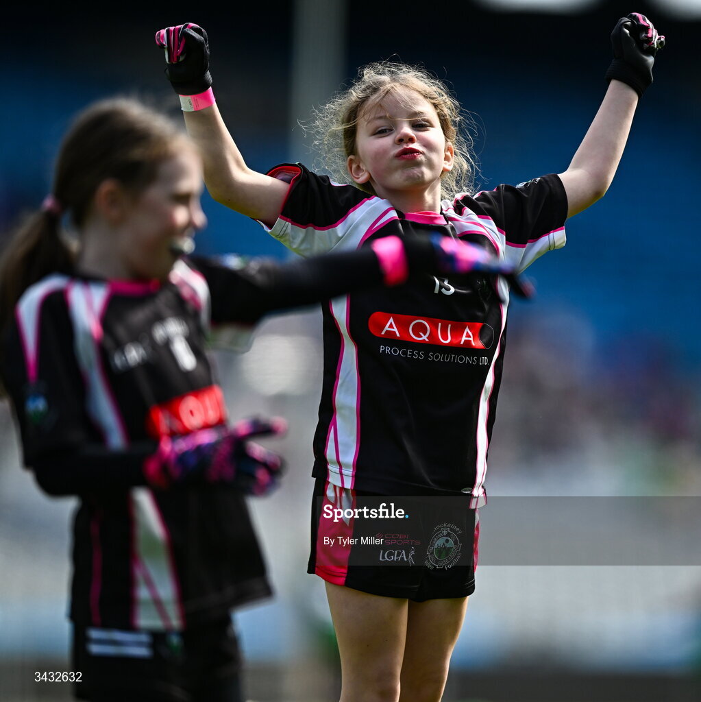 19 April 2026; Lucy Heffernan of Knockainey, Limerick, during the 2026 LGFA Under 10 Go Games Festival Day at Croke Park in Dublin. Photo by Tyler Miller/Sportsfile