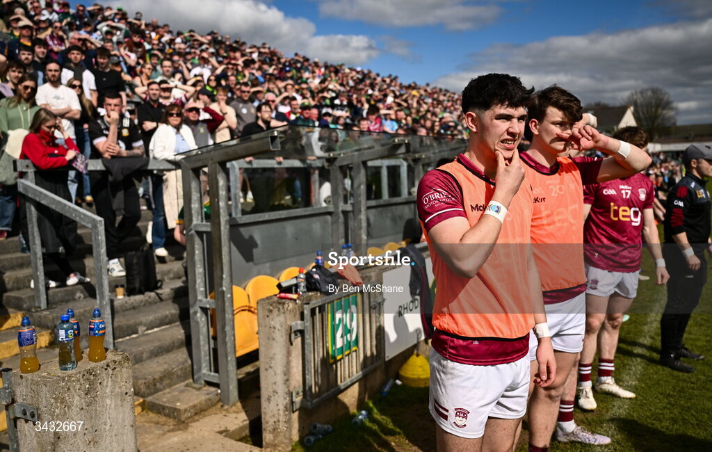 19 April 2026; Jack Duncan of Westmeath reacts late on during the Leinster GAA Football Senior Championship quarter-final match between Meath and Westmeath at Glenisk O'Connor Park in Tullamore, Offaly. Photo by Ben McShane/Sportsfile