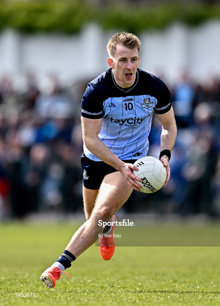 19 April 2026; Seán Bugler of Dublin during the Leinster GAA Football Senior Championship quarter-final match between Wicklow and Dublin at Echelon Park in Aughrim in Wicklow. Photo by Seb Daly/Sportsfile