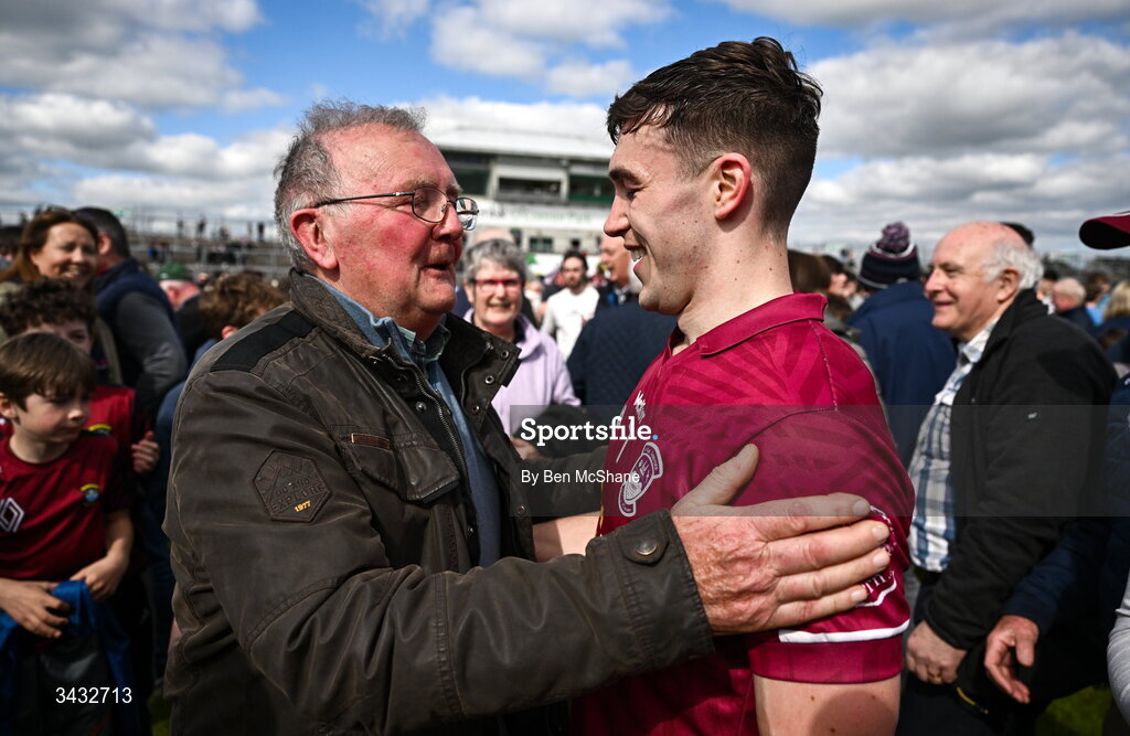 19 April 2026; Matthew Whittaker of Westmeath with supporters after the Leinster GAA Football Senior Championship quarter-final match between Meath and Westmeath at Glenisk O'Connor Park in Tullamore, Offaly. Photo by Ben McShane/Sportsfile