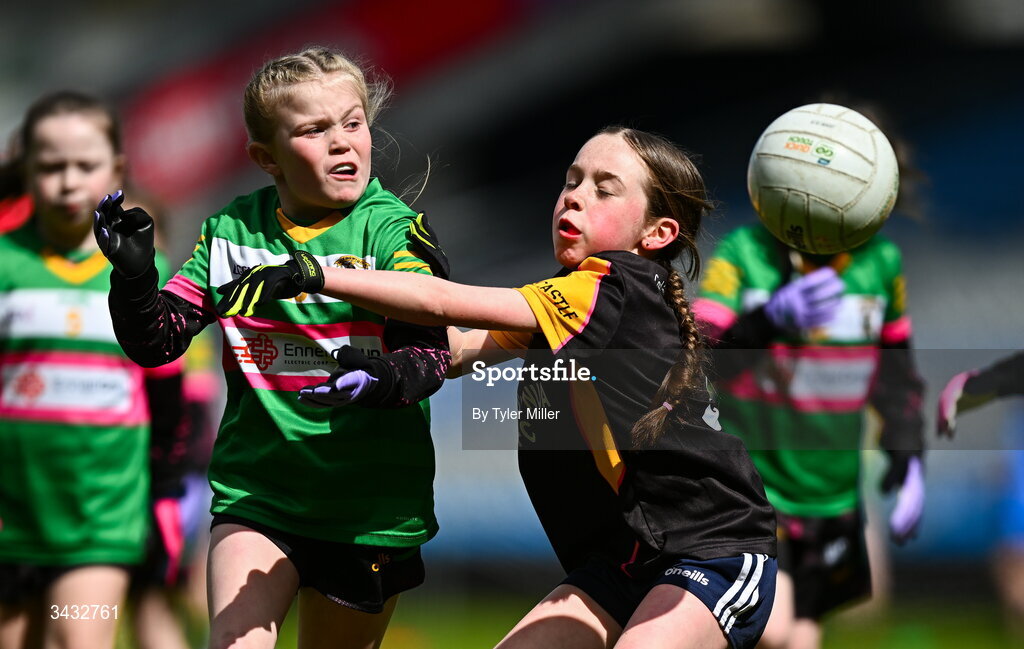 19 April 2026; Action from the 2026 LGFA Under 10 Go Games Festival Day at Croke Park in Dublin. Photo by Tyler Miller/Sportsfile