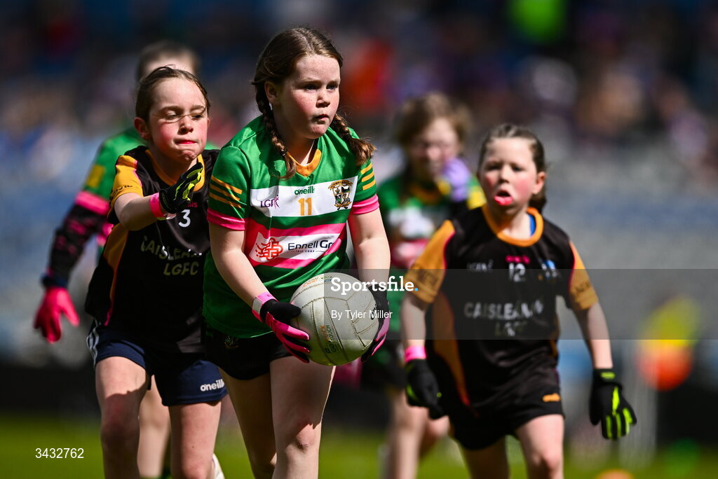 19 April 2026; Action from the 2026 LGFA Under 10 Go Games Festival Day at Croke Park in Dublin. Photo by Tyler Miller/Sportsfile