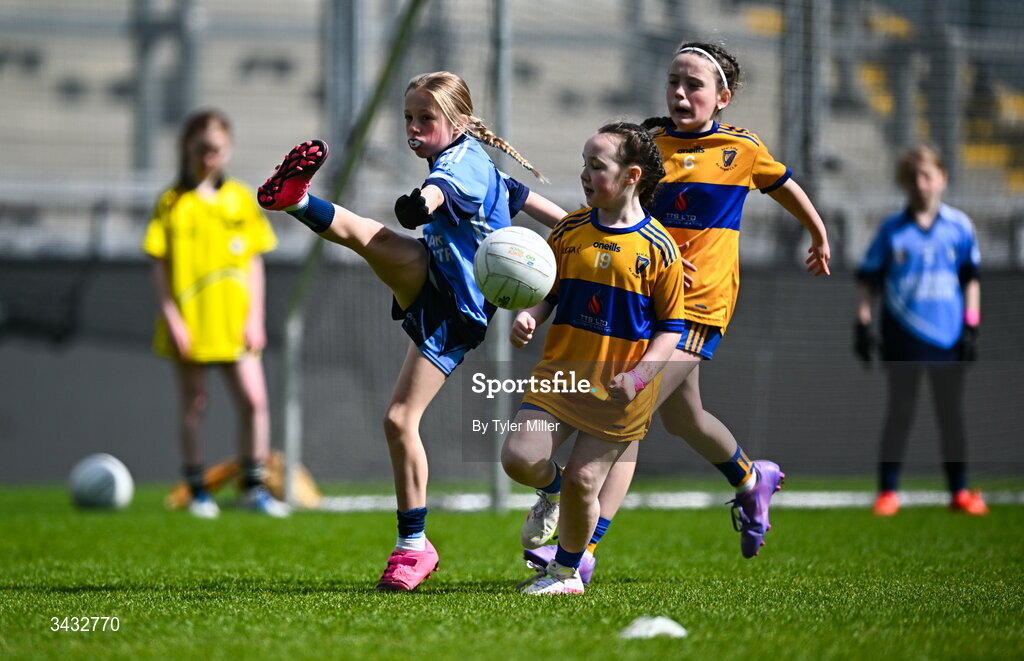 19 April 2026; Action from the 2026 LGFA Under 10 Go Games Festival Day at Croke Park in Dublin. Photo by Tyler Miller/Sportsfile