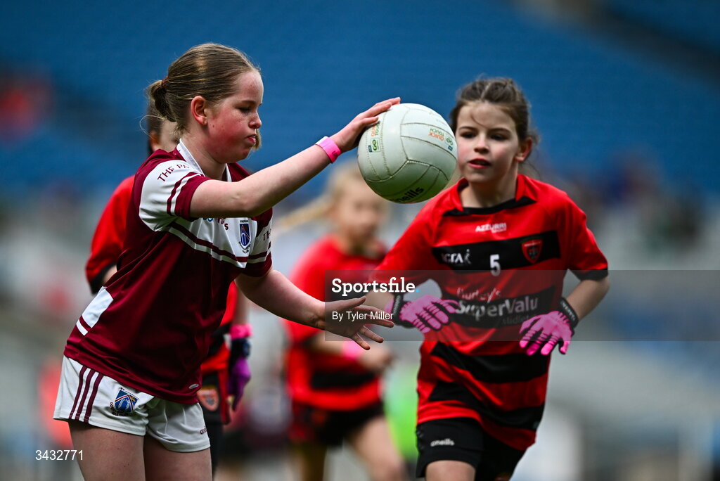19 April 2026; Action from the 2026 LGFA Under 10 Go Games Festival Day at Croke Park in Dublin. Photo by Tyler Miller/Sportsfile