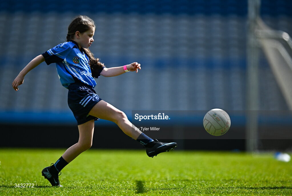 19 April 2026; Action from the 2026 LGFA Under 10 Go Games Festival Day at Croke Park in Dublin. Photo by Tyler Miller/Sportsfile