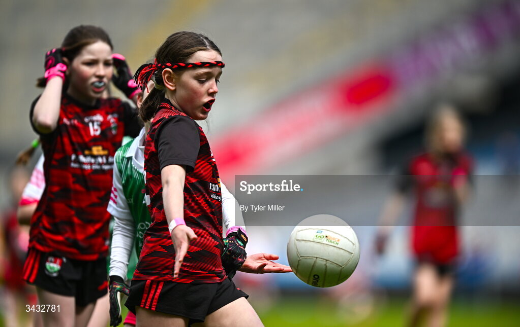 19 April 2026; Action from the 2026 LGFA Under 10 Go Games Festival Day at Croke Park in Dublin. Photo by Tyler Miller/Sportsfile