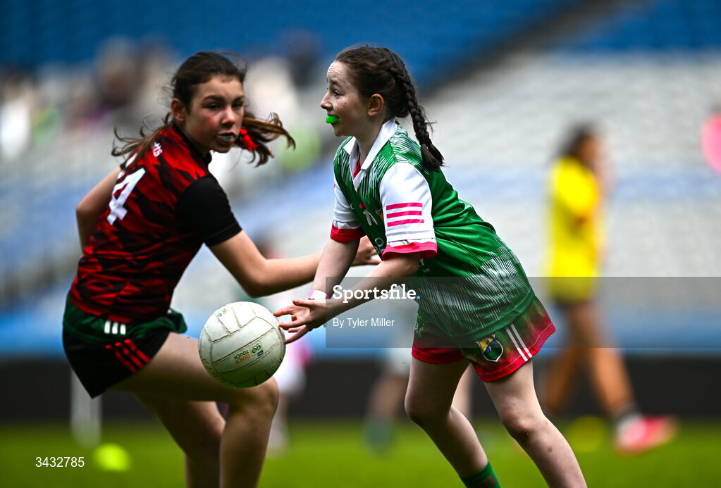 19 April 2026; Action from the 2026 LGFA Under 10 Go Games Festival Day at Croke Park in Dublin. Photo by Tyler Miller/Sportsfile