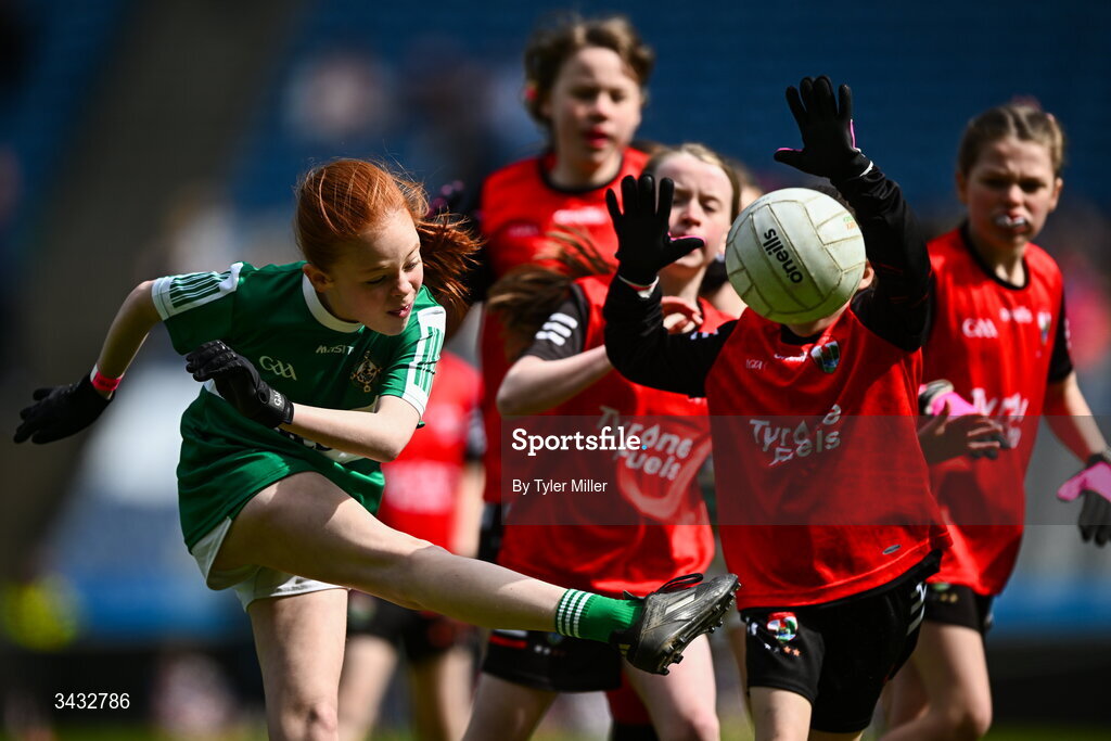 19 April 2026; Action from the 2026 LGFA Under 10 Go Games Festival Day at Croke Park in Dublin. Photo by Tyler Miller/Sportsfile