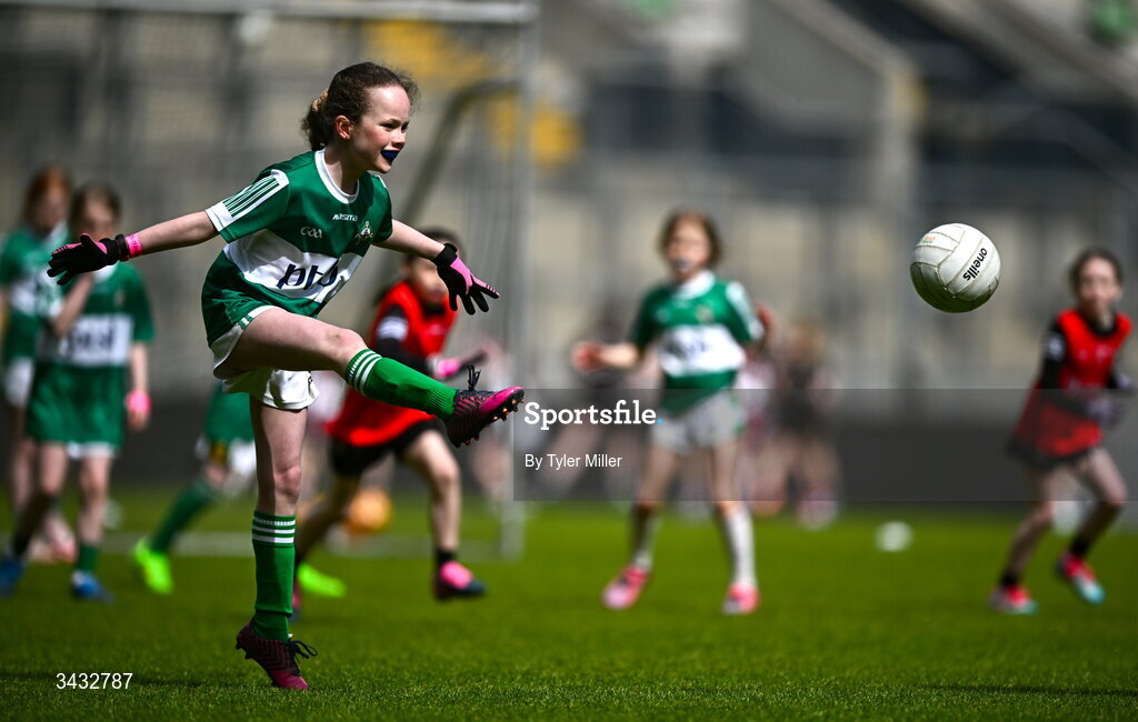 19 April 2026; Action from the 2026 LGFA Under 10 Go Games Festival Day at Croke Park in Dublin. Photo by Tyler Miller/Sportsfile