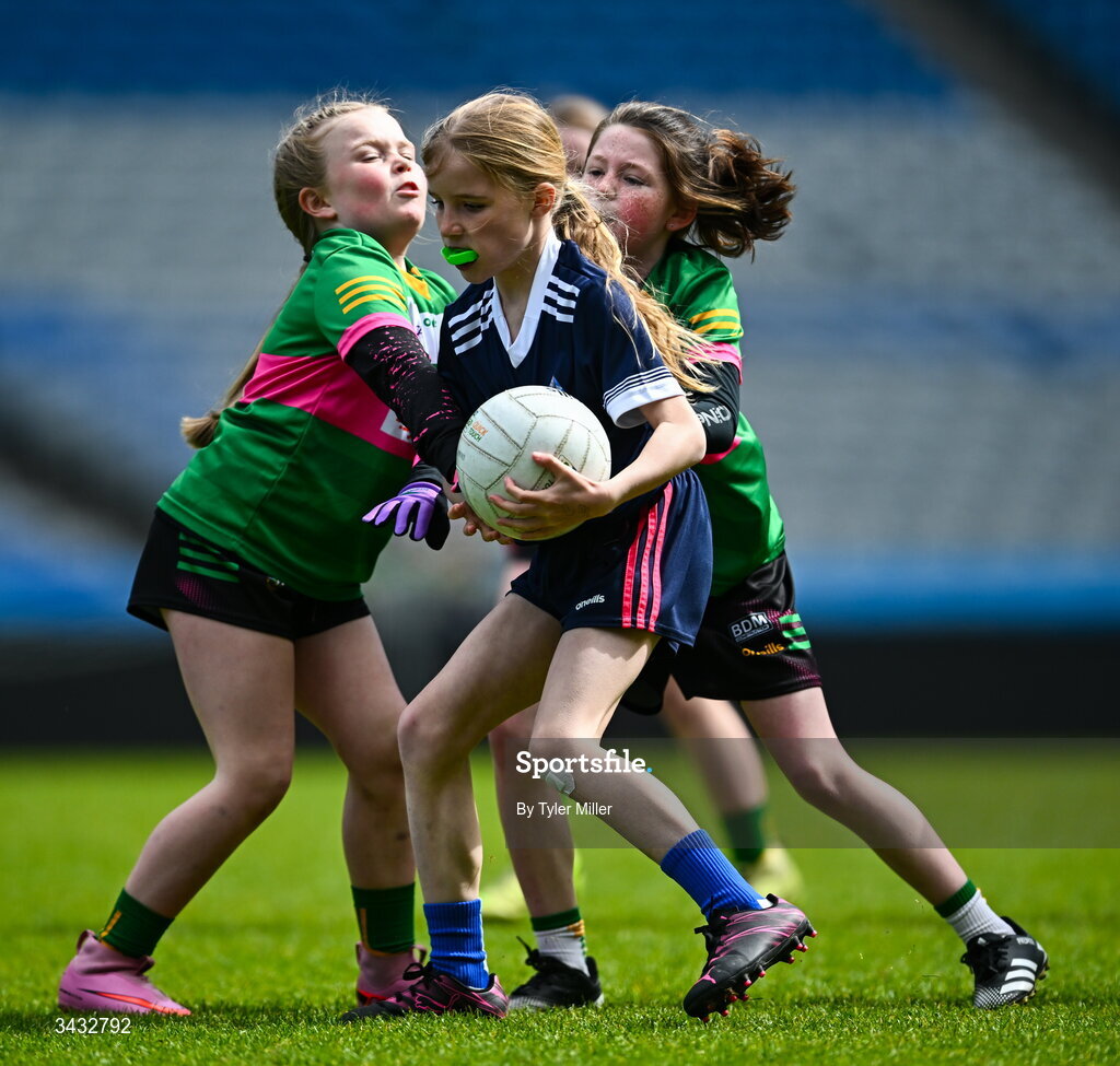 19 April 2026; Action from the 2026 LGFA Under 10 Go Games Festival Day at Croke Park in Dublin. Photo by Tyler Miller/Sportsfile